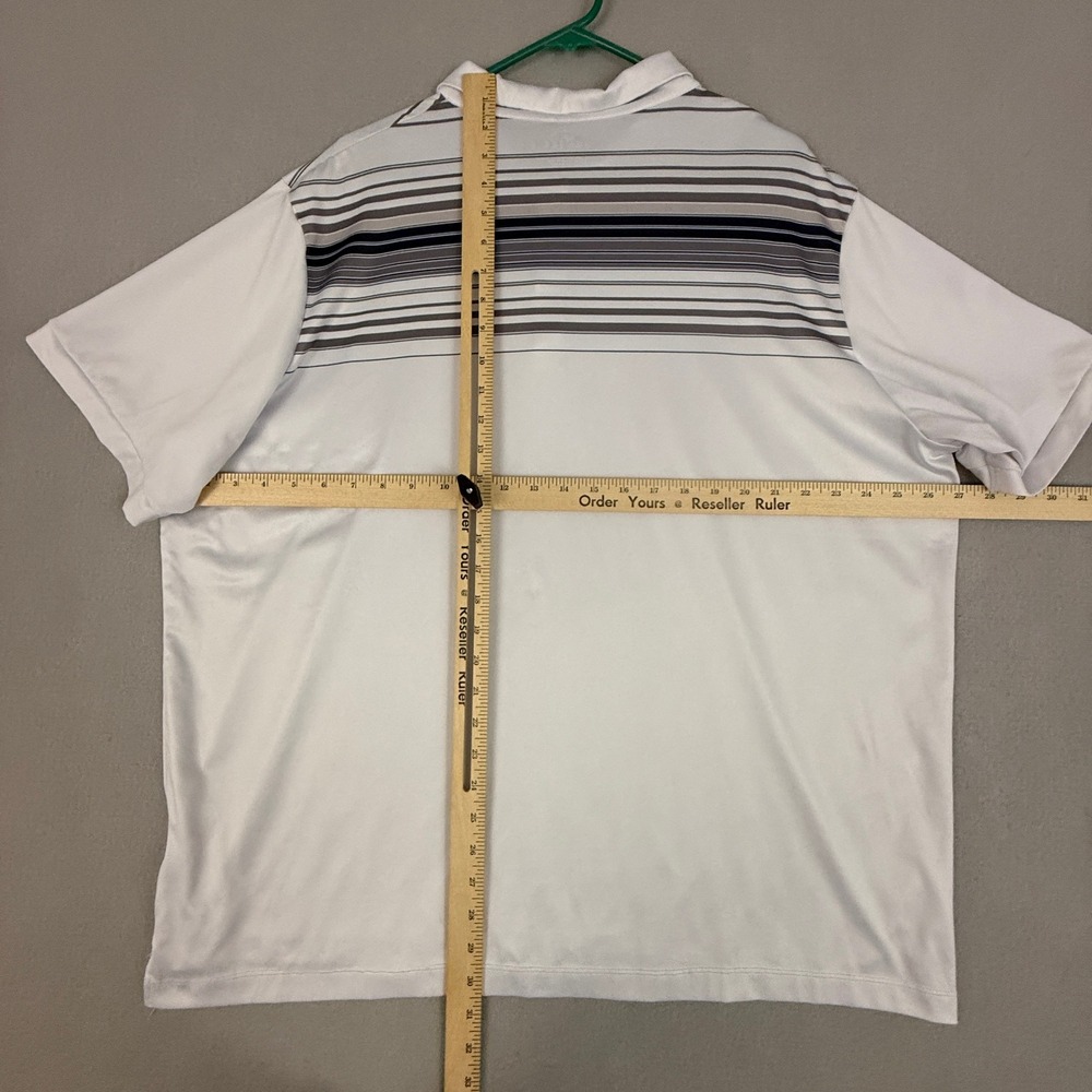 Iron Eagle Mens‎ XXL Golf Polo Shirt White Striped Short Sleeve Performance - Picture 6 of 8
